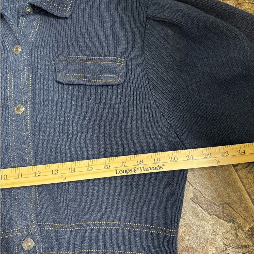 Zara Heavy Knit Cropped Jacket | Quiet Luxury Navy - Picture 10 of 11